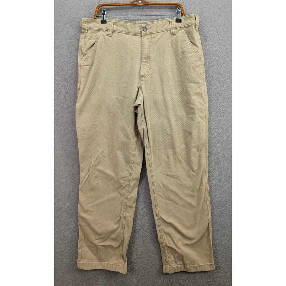 Carhartt Rugged Flex Canvas Relaxed Fit Work Pants Men 38x32 Tan Cotton BN2291-M